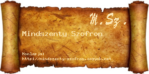 Mindszenty Szofron névjegykártya